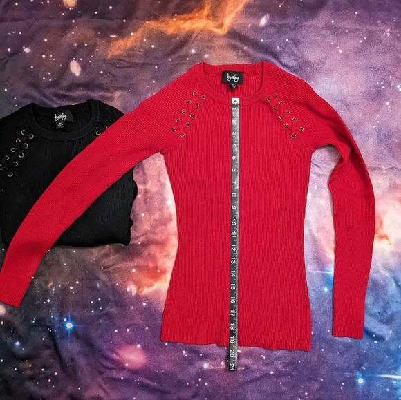 🐞 2 By & By Black and Red Sweater Bundle Size XS - Picture 6 of 9